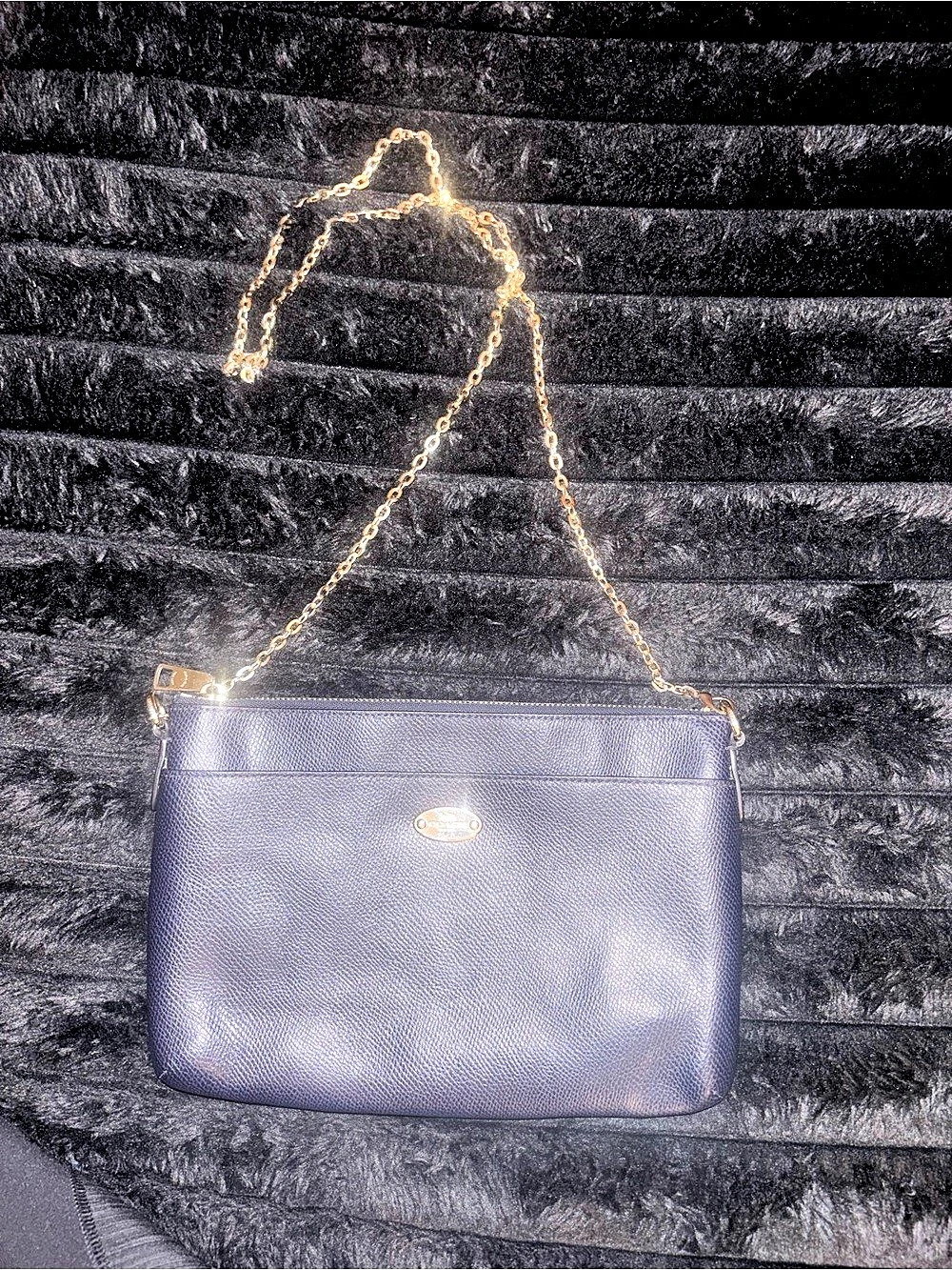 Coach Blue Crossbody Bag Gold-Tone Chain